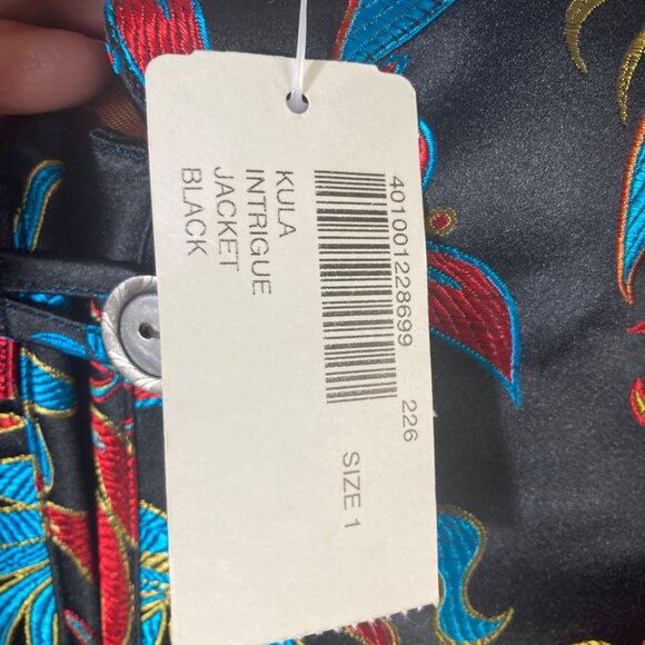 Womens Chicos Asian Silk Blend Kula Intrigue Jacket Black Multi M Rayon Silk - Picture 8 of 10